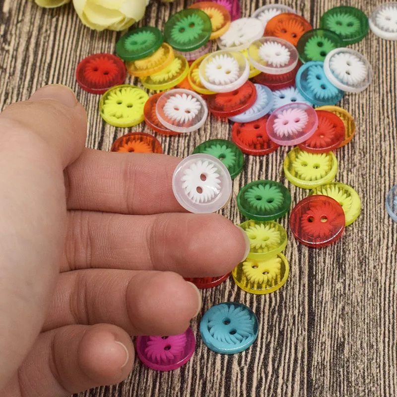 13mm 50Pcs Transparent Flower Painting Buttons Resin Multicolour Button for Clothing Sweing Decorative | Дом и сад