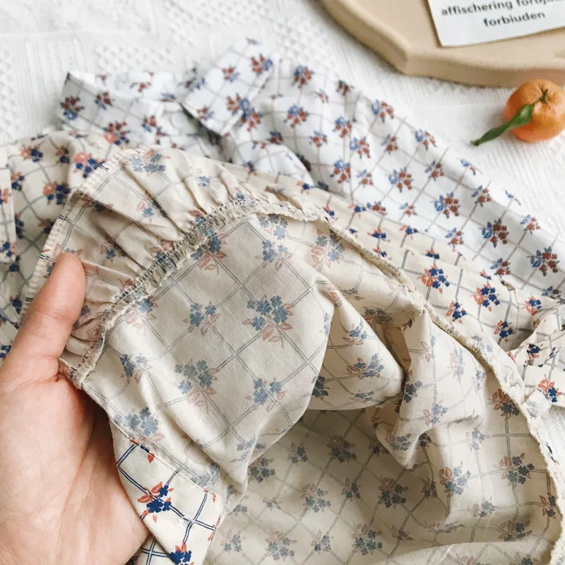 Повседневная рубашка для девочек летняя Клетчатая детская блузка в стиле ретро с