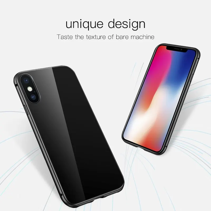 Magnetic Adsorption Case for iPhone 8 Plus 7 6S 6 Tempered Glass Back Cover Apple X XS Max XR Full Protective |