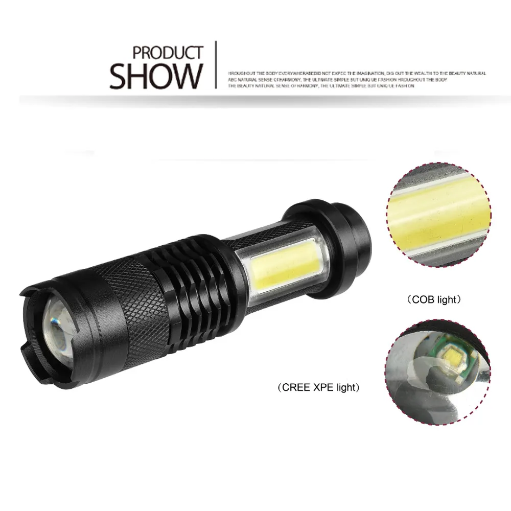 XANES мини фонарик SK68 COB XPE AA/14500 Регулируемый зум Фонарь ручка 4 режима
