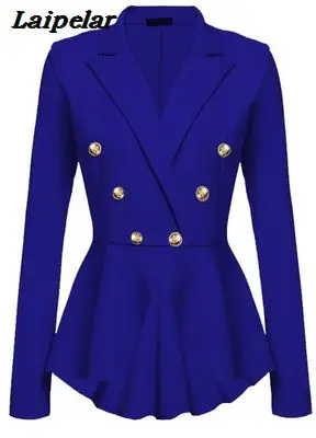 Best selling European and American new women's double row metal buckle long sleeve small blazer Laipelar