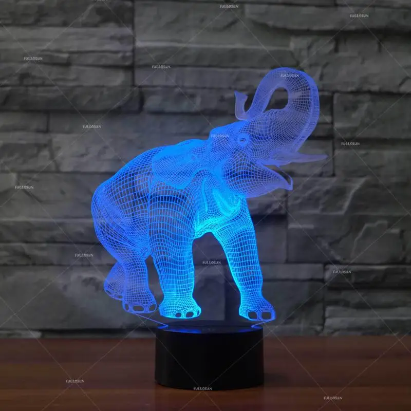 Животные Слон 7 цветов Изменение 3d ночник Led настольная детская лампа подарок Fule
