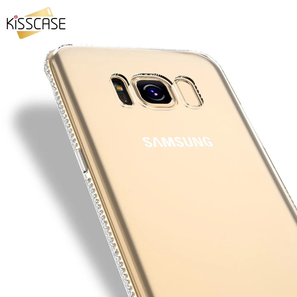 Kisscase украшение мерцающий задний Чехол Мягкий чехол из ТПУ с принтом &quotдля samsung