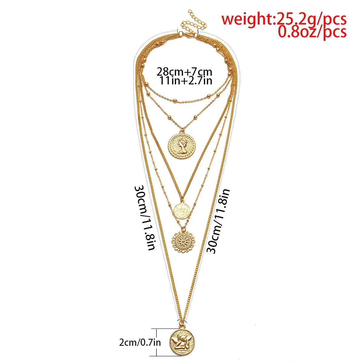 Женское винтажное ожерелье с кулонами в виде монет модное многослойное колье