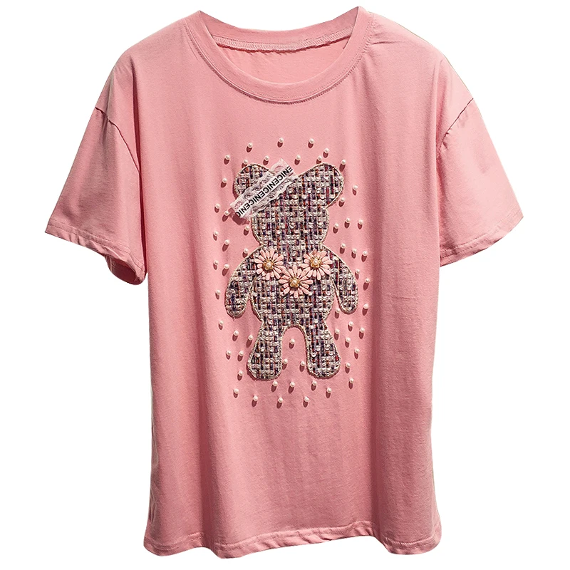 Женская трикотажная футболка Kawaii Camisas Mujer с коротким рукавом и круглым вырезом