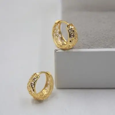 Pure Au750 18K желтое золото женские полые серьги кольца 1 5 2g 13x6mm|Серьги-кольца| |