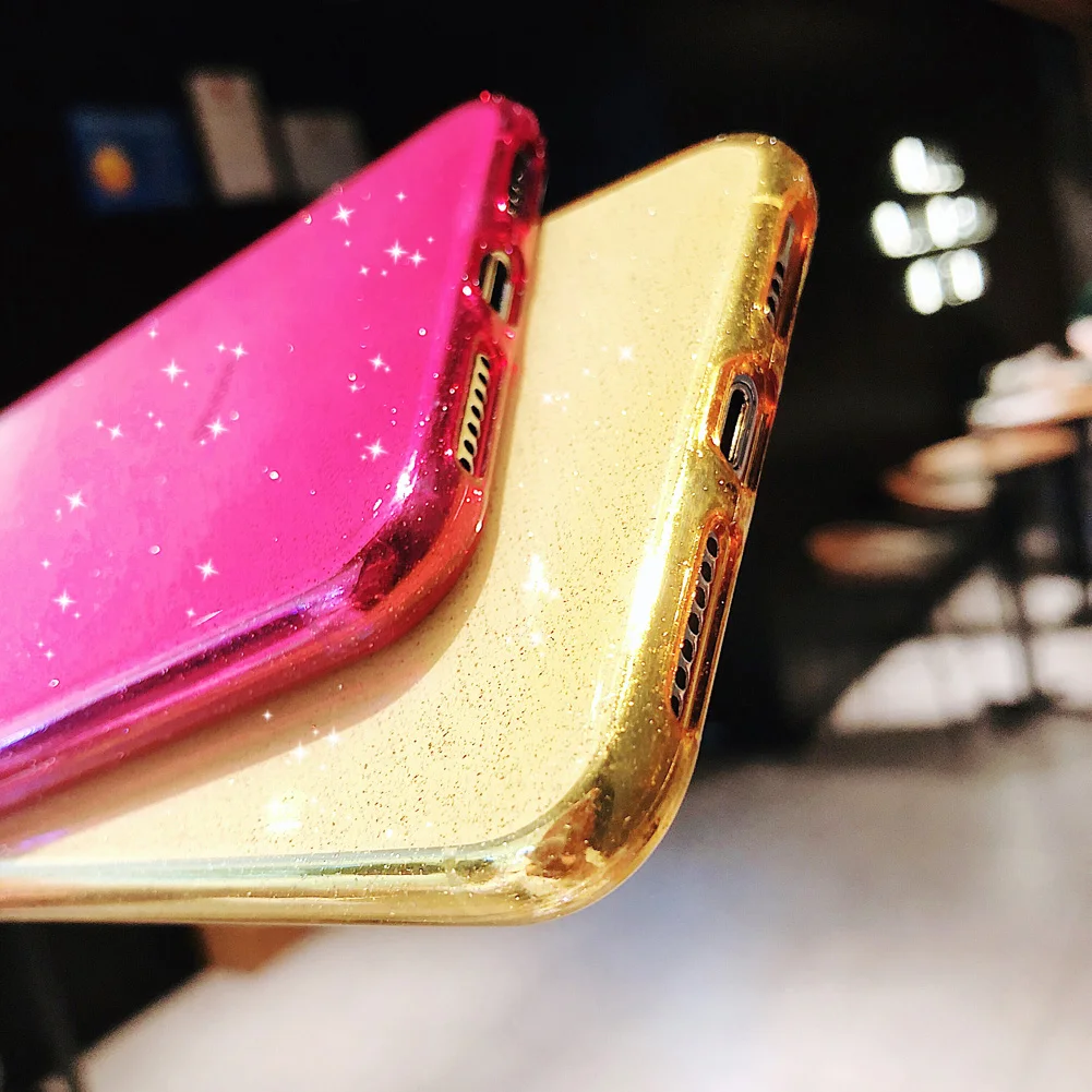 Jetjoy для iPhone 7 Plus X 8 градиентный блестящий чехол телефона XS/XS MAX/6 TPU Мягкий цветной |