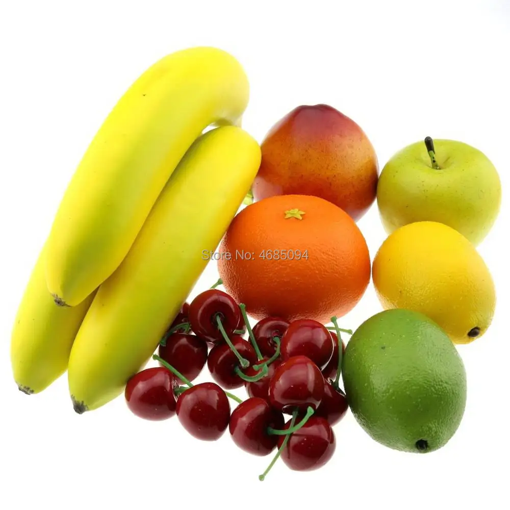 

Gresorth Realistic Artificial Decoration Fruit Fake Banana Peach Orange Lemon Cherry Home Party Display Photography Props