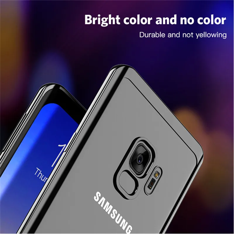 USLION Transparent Plating Case for Samsung Galaxy S9 S8 Plus cases Ultra thin Soft TPU Electroplate case S6 S7 Edge |