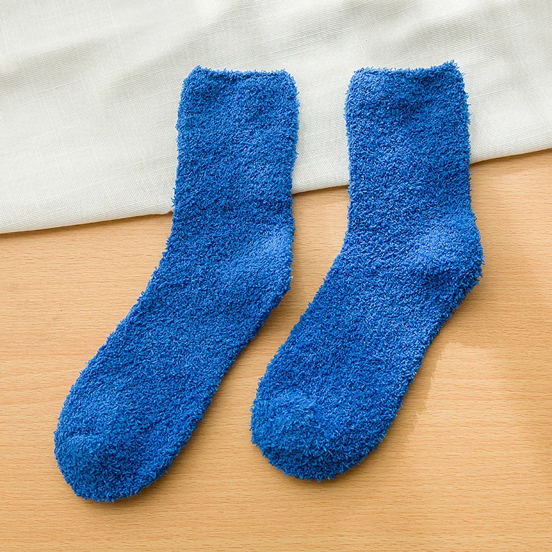 PEONFLY Thickening Solid Candy Color Cotton Socks women Autumn Winter Warm Lovely Coral Villus Towel Floor hosiery female | Женская