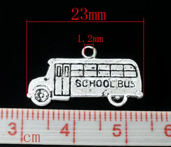 Lovely 50 Silver Color School Bus Charms Pendants 23x13mm (B06750) | Украшения и аксессуары