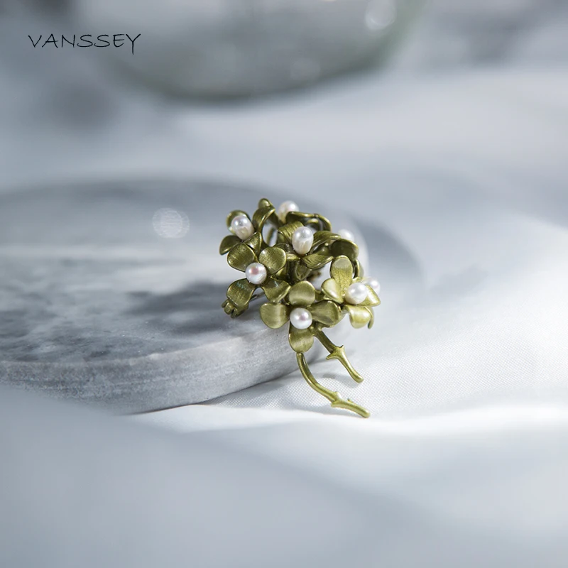 Vanssey модные ювелирные изделия букет клевер цветок натуральный жемчуг латунь