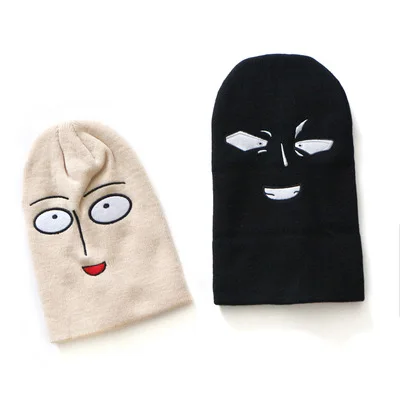 

Anime ONE PUNCH-MAN Cosplay Costumes Accessories Hat Saitama Fixing Expression Knitted Hat Cap unisex cartoon cotton hats