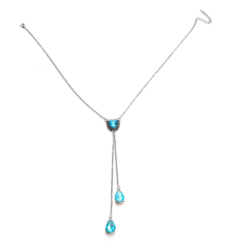 Newest Ornaments Personality Heaven Blue Heart-shaped Jewelry Pendet Cut Maɺm Bohemia Necklace Accessories | Украшения и