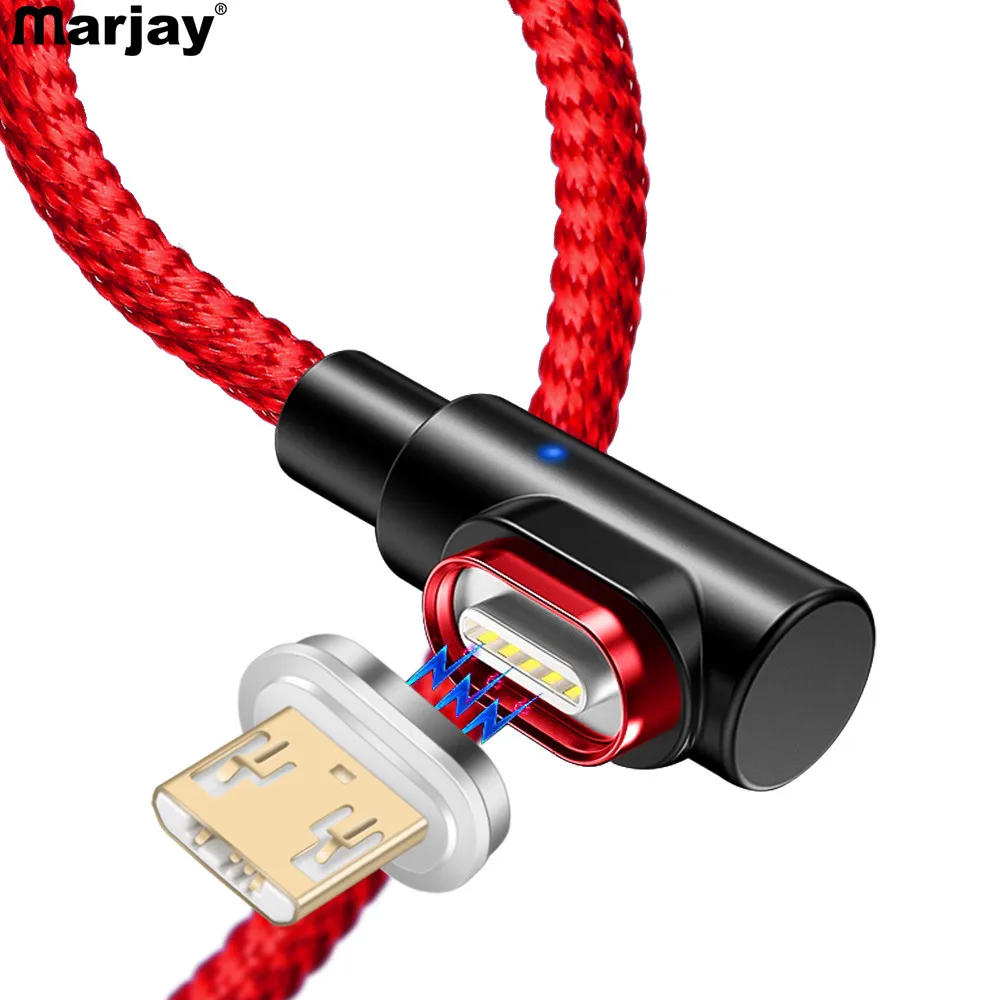Marjay 90 Degree Micro USB Magnetic Cable Fast Charging Adapter Phone Cables Microusb Android Charger For Samsung Xiaomi Redmi|Кабели для