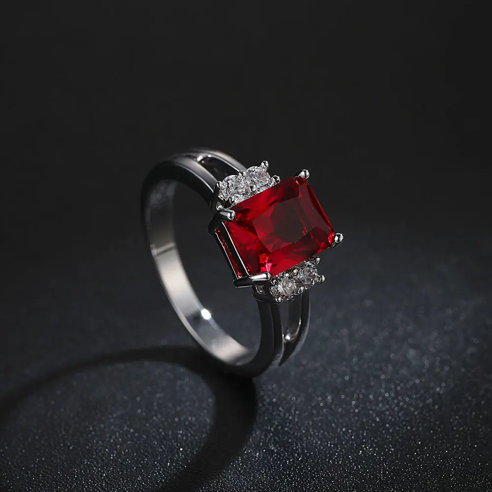 Мода Desgin кольцо Большое Квадратное небо красный камень кольца для женщин