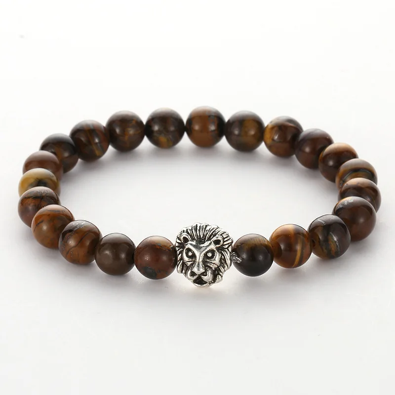 Натуральный камень браслет 8 мм Природный Тигровый глаз один круг Серебряный