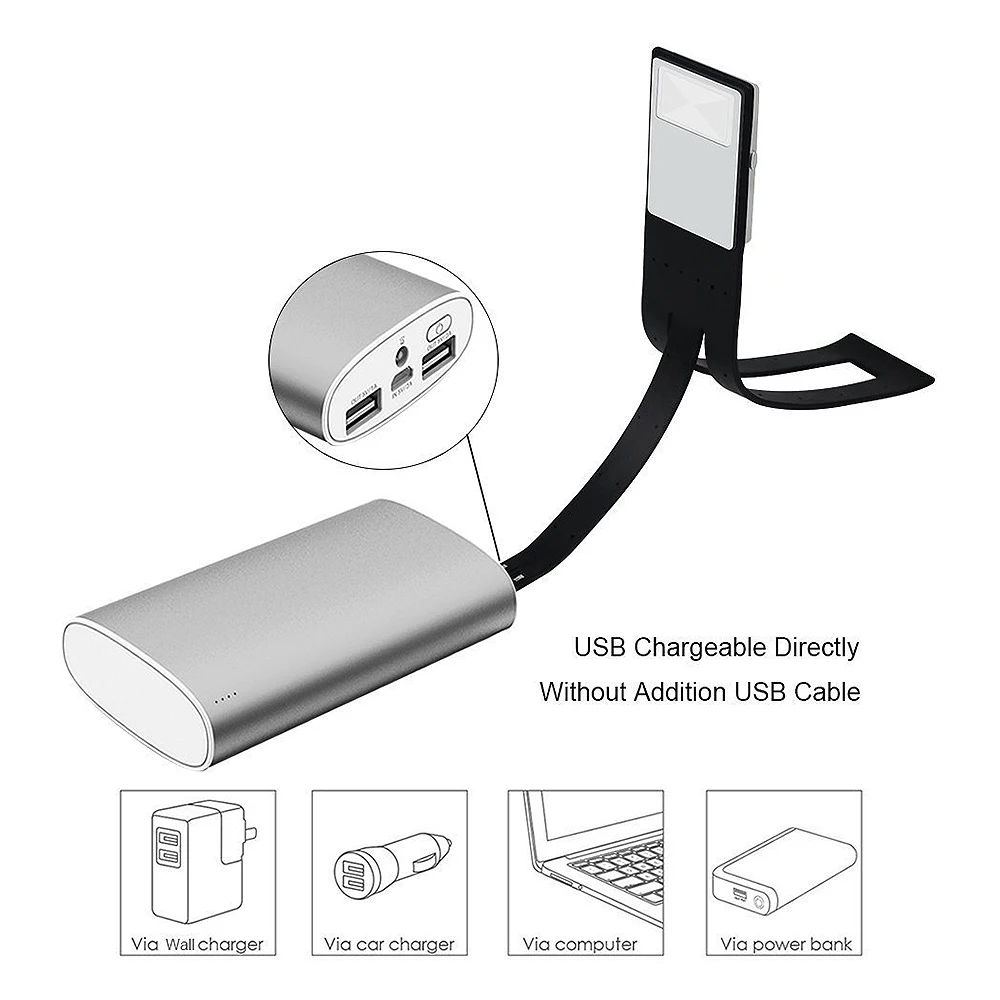 Портативный мини Usb клип свет книги Крытый открытый гибкий угол защиты глаз лампа