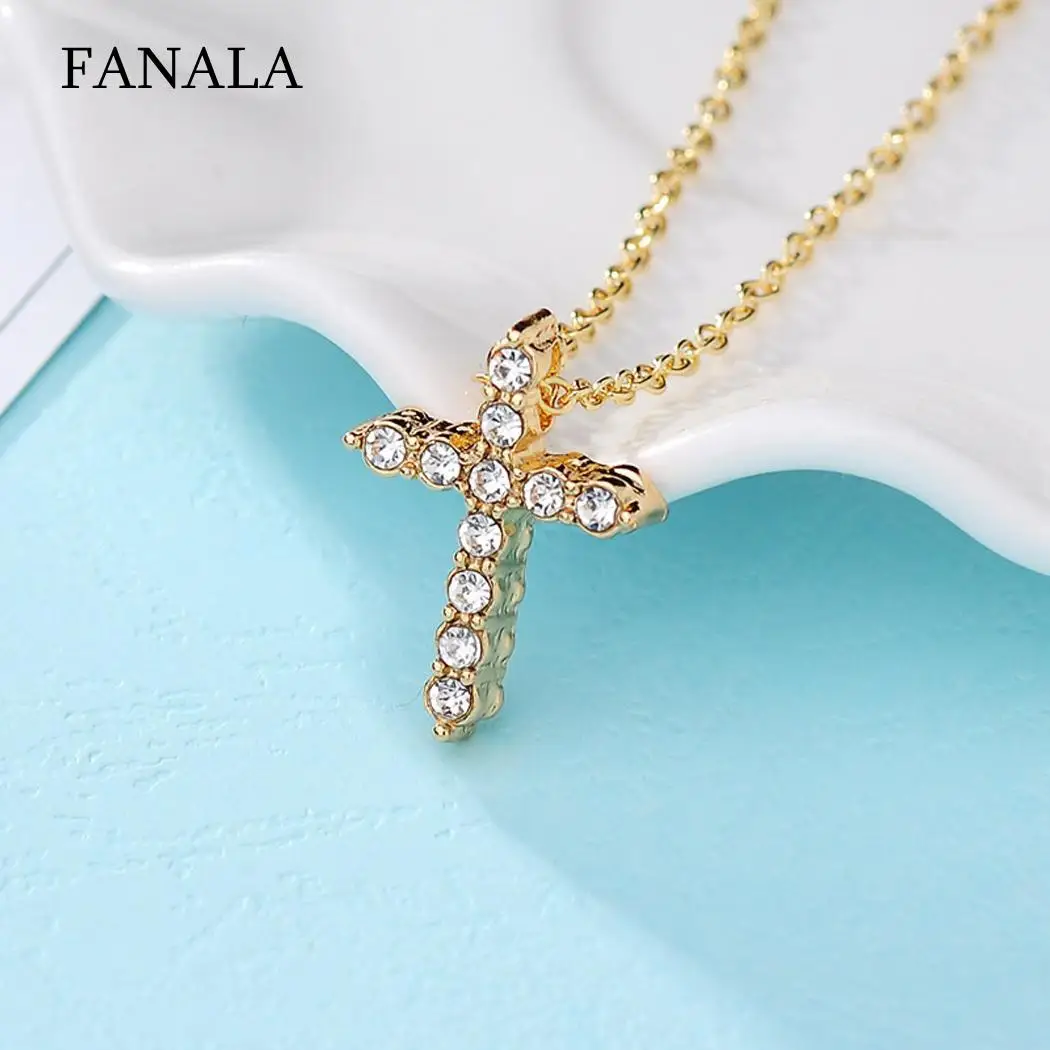 Women Elegant Fashion Rhinestone Inlay Cross Casual Party Daily Life Pendant Necklace Link Chain Gift | Украшения и аксессуары