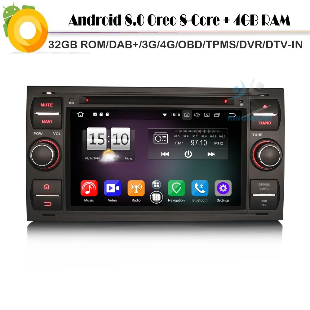 Автомобильный CD проигрыватель Octa Core DAB + Android 8 0 Авторадио автомобильный стерео GPS