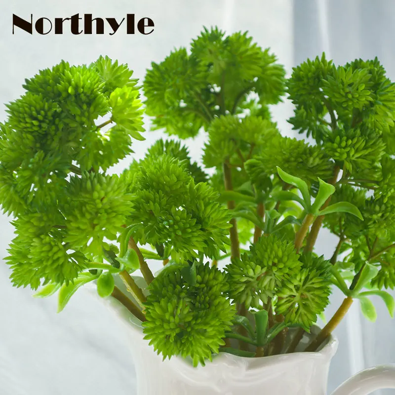 Northyle мягкие Пластик Sedum кластера сочные спрей-13 39 &quotвысокий Настоящее сенсорный