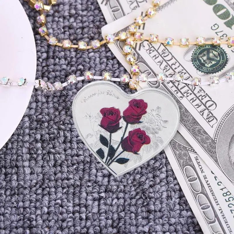 1 шт. 38 мм с изображением сердца розы ко Дню Святого Валентина памятная монета I Love