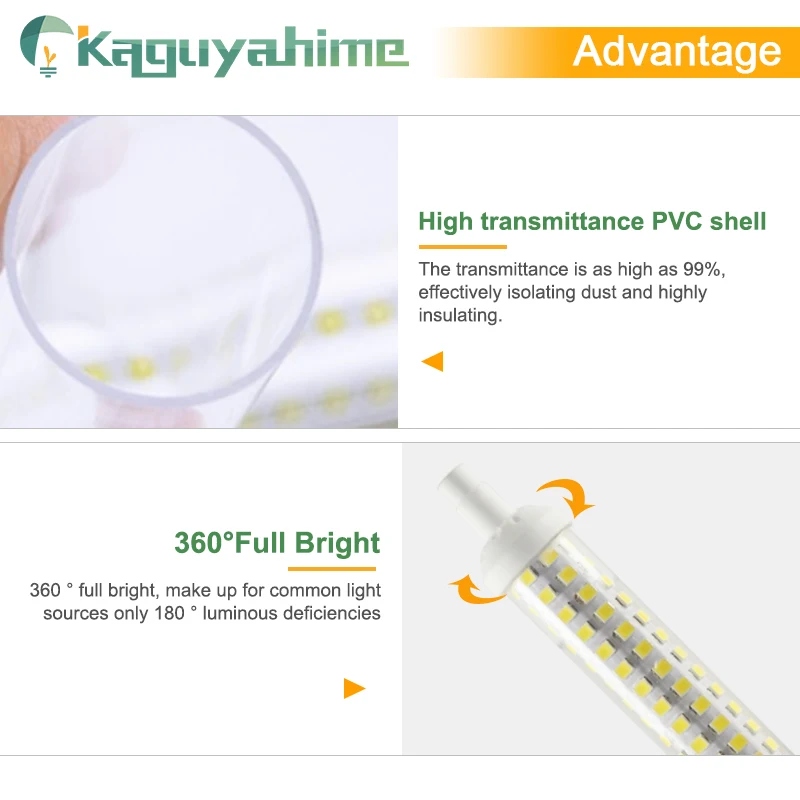 Kaguyahime 220 V Dimmable R7S лампы Стекло трубки Кукуруза лампа 6W 9W 12W 220V заменить галогенные