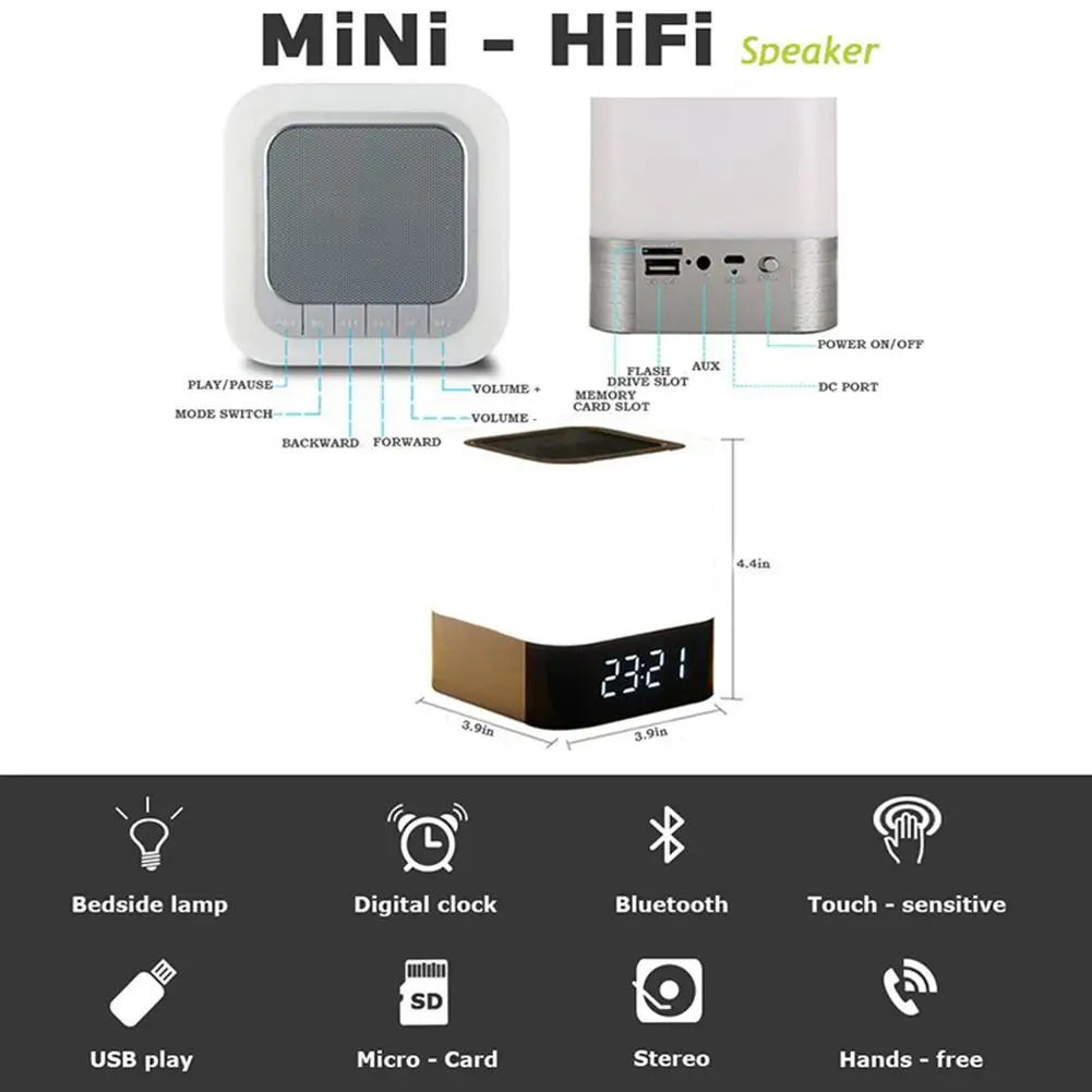 Мини беспроводной Bluetooth динамик изменение цвета светодиодный сенсорный датчик