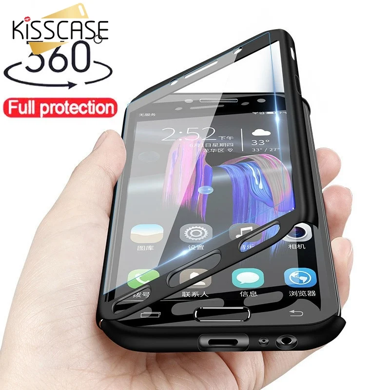 KISSCASE Полный стеклянный чехол для телефона Samsung S10 S9 S8 Plus S7 Роскошные Чехлы Note 9 8 A7 A8
