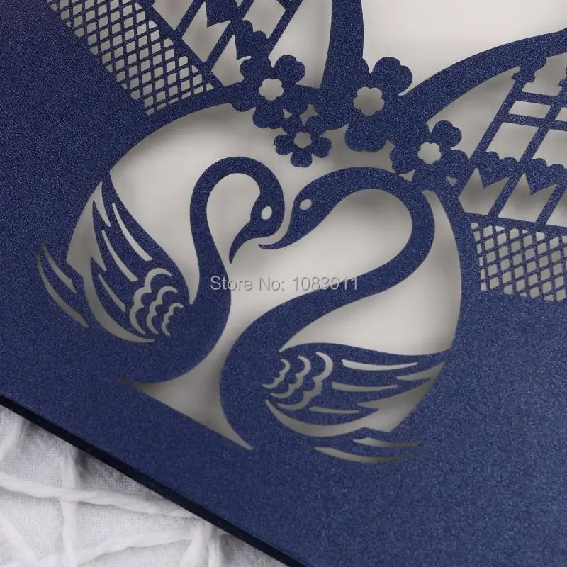 PONATIA 25Pcs Navy Blue Laser Cut Wedding Invitations Cards Hollow Heart Rose for Engagement Birthday Bridal Shower Invites | Дом и сад