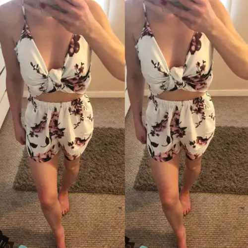 

Hot Womens Summer V-Neck Floral Jumpsuit Bohemian Sexy Hollow Lace Up Playsuit Plus Size S-5XL