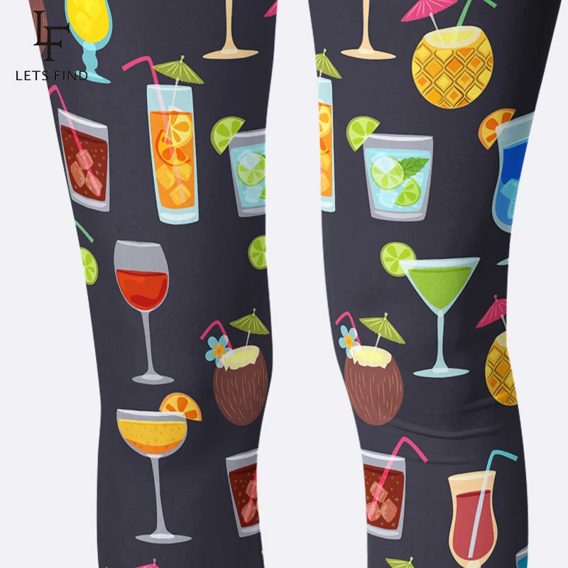 Новое поступление 3d напитки Платье с принтом Капри Для женщин Летние леггинсы