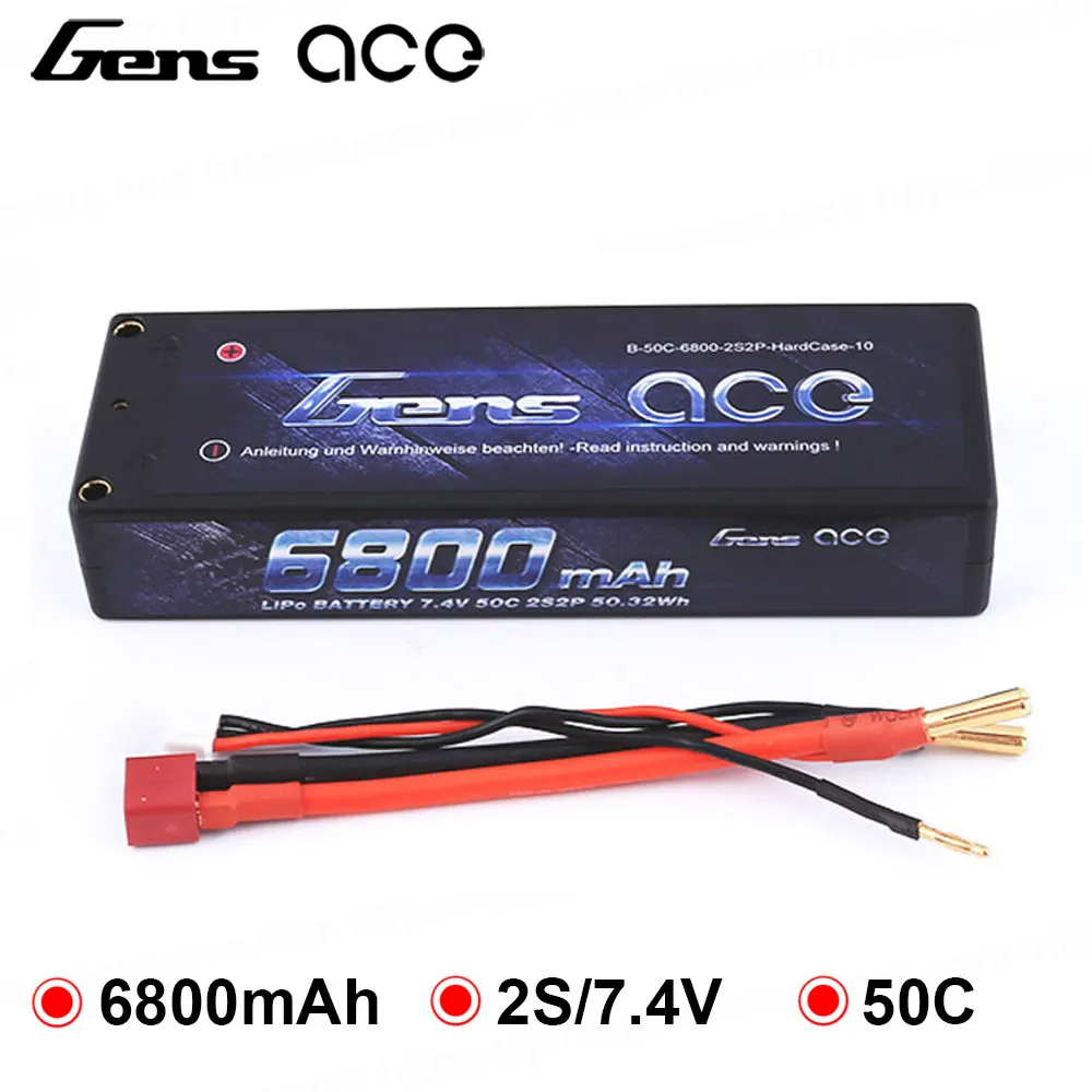 Аккумулятор Gens ace Lipo 2S 6800 мА/ч 7 4 В аккумулятор 50C 1/10 1/8 RC для Traxxas Slash Emaxx Bandit|lipo 7.4v|gens