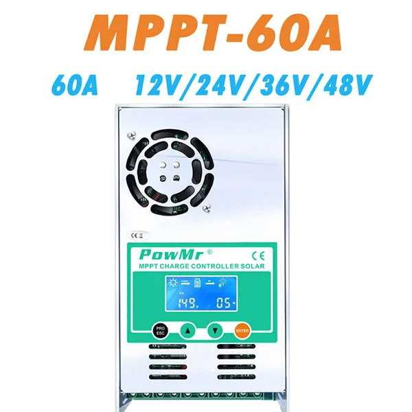 Powmr Mppt 60A Контроллер заряда и разряда 12 В 24 в 36 48 авто для Max 190Vdc Pv вход