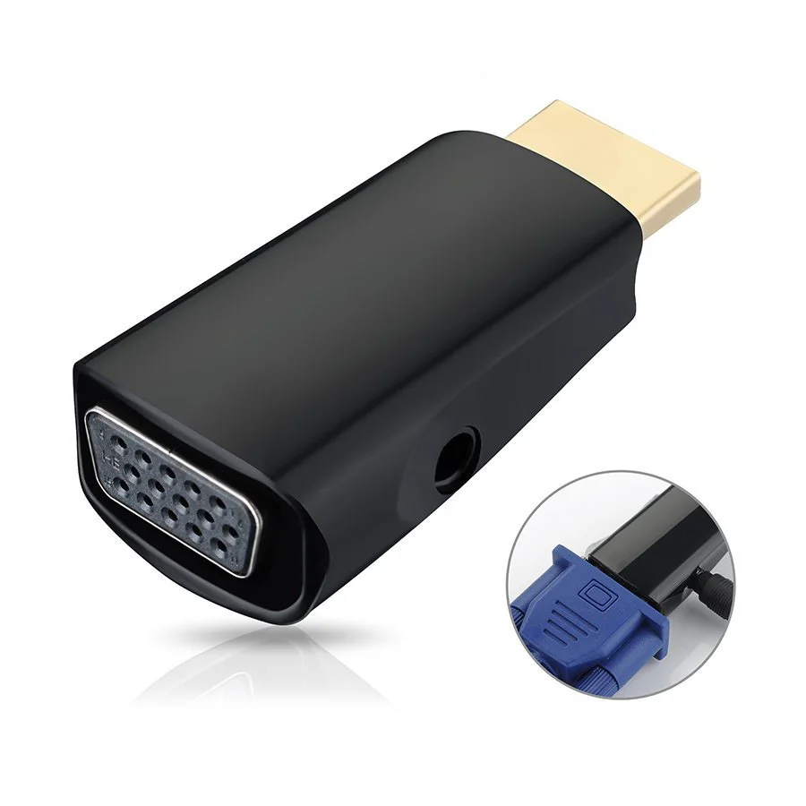 HDMI в VGA конвертер позолоченный с разъемом 3 5 мм аудио кабель для ПК ноутбука DVD