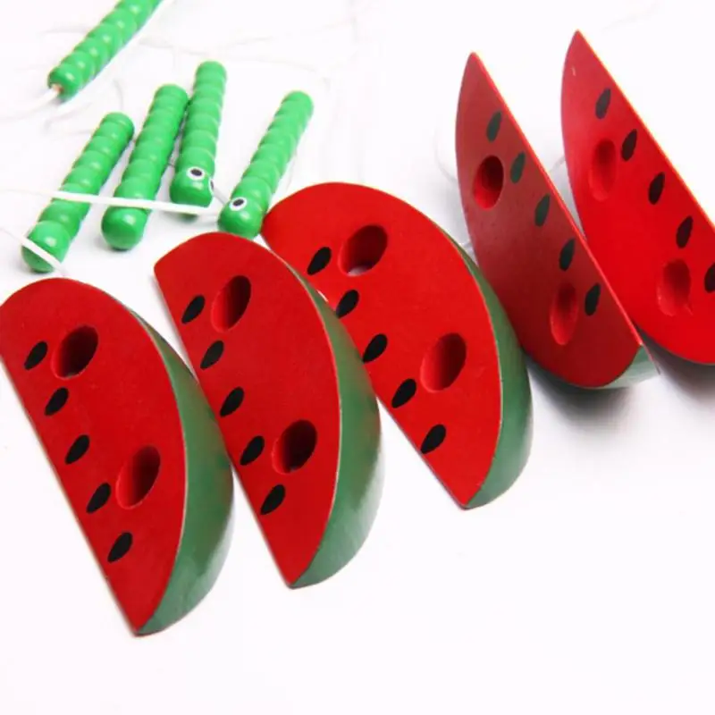 

Early Teaching Toys Children Thread Wooden Toy Worm Eat Fruit Pattern Baby Toy Montessori Toys