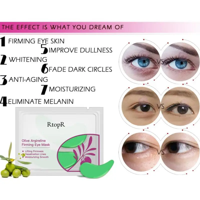 1 Pair Olive Essence Firming Eye Mask Moisturizing Smooth Lifting Firmness Serum Dark Circles Fine Lines Patches | Красота и здоровье