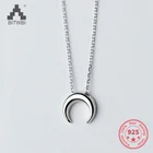 Лидер продаж, чокер из стерлингового серебра 100% пробы 925 пробы в Корейском стиле, простой трендовый чокер с подвеской в виде полумесяца, ожерелье до ключиц, ювелирное изделие для женщин