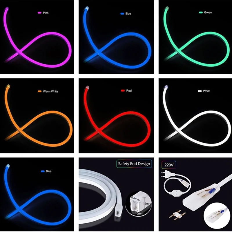1-10 м 110В/220В 5050 60LED/м RGB светодиодные полосы неоновые огни IP67 водонепроницаемые с