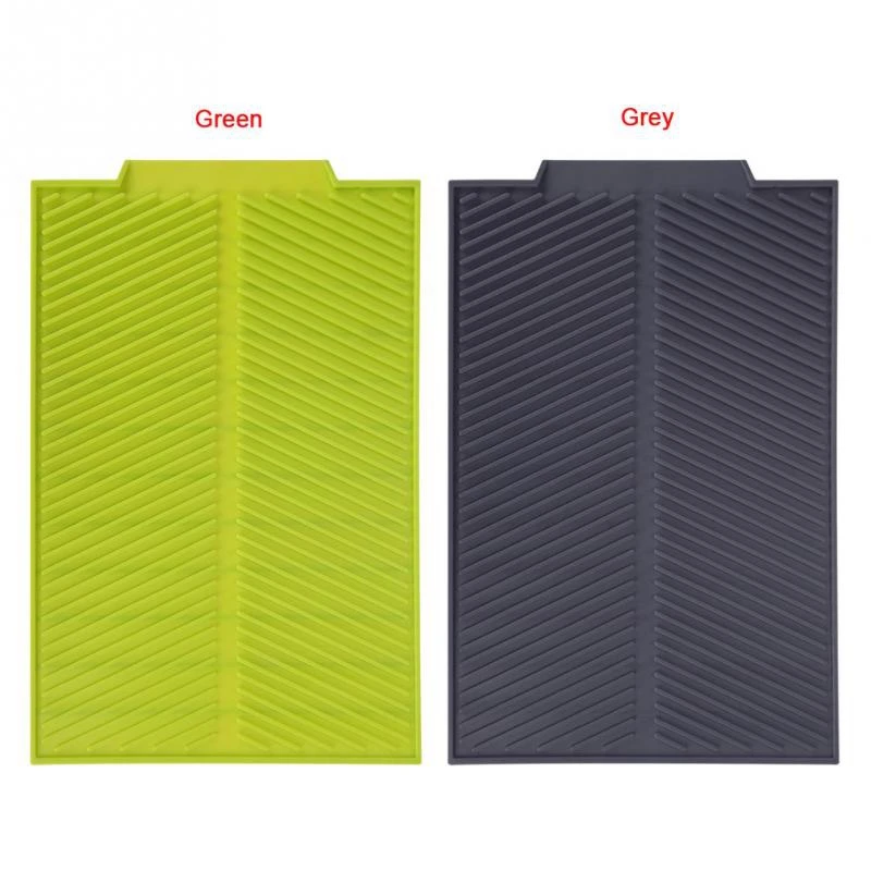 Silicone Dish Drying Mat Flume Folding Draining Rectangle Drain Dishes Pad Heat Resistant Non-Slip Tray Green | Дом и сад