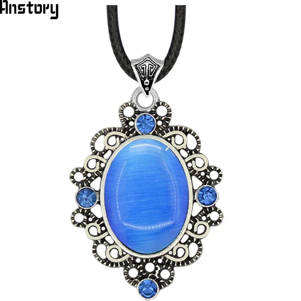 Oval Opal Vintage Jewelry Set Crystal Necklace Earrings Hollow Flower Antique Silver Plated Fashion TS468 | Украшения и