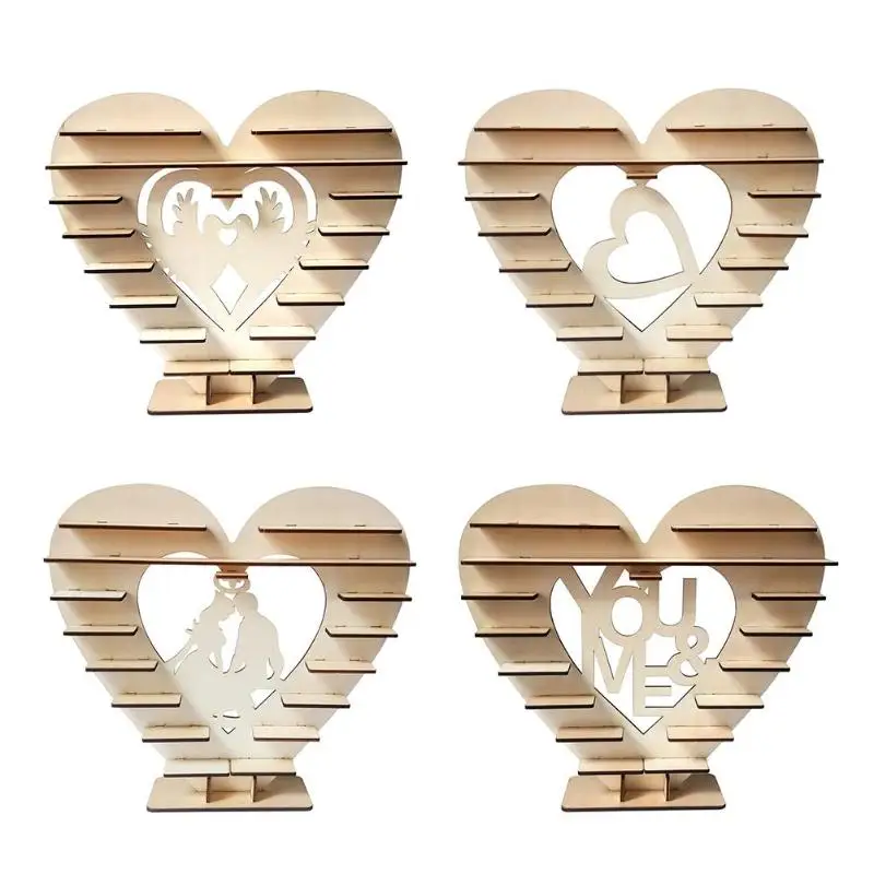 Новая креативная деревянная подставка в виде сердца конфет шоколада для