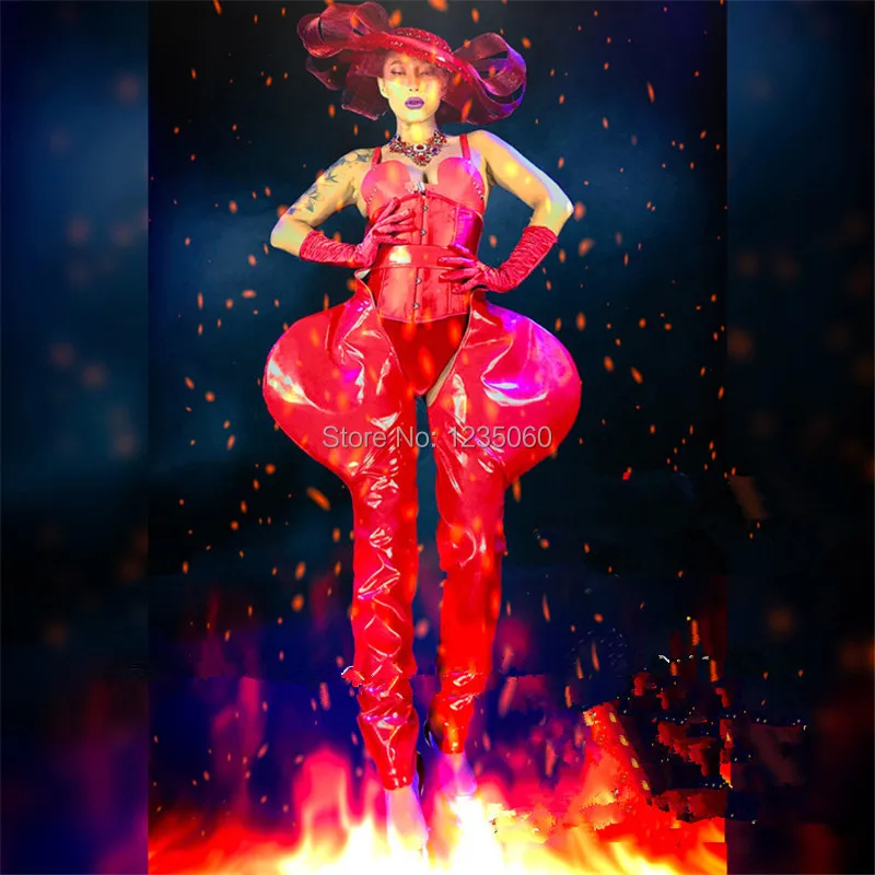 WYY красного цвета пикантные женские боди для ди-Джея свет сцены танцевальные