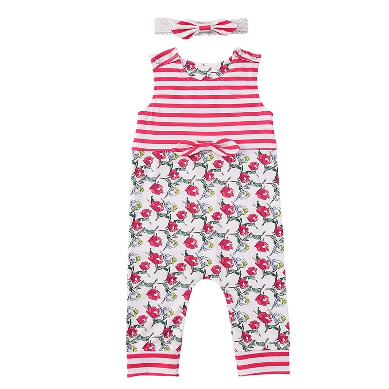Комбинезоны для новорожденных девочек pudcoco Ropa bebe летний хлопковый полосатый