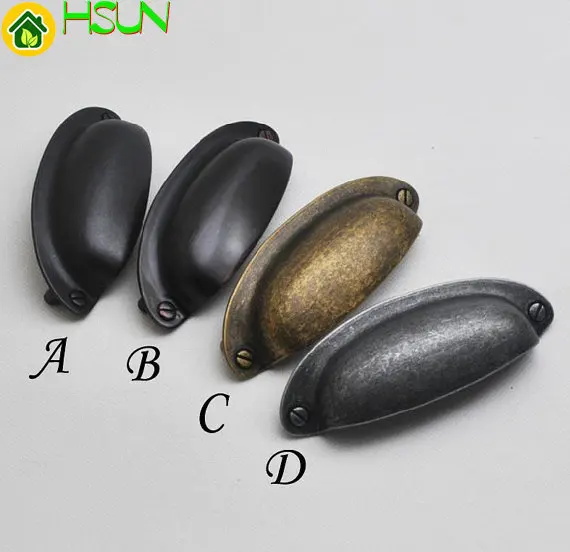 

3.5" Cup Dresser Drawer Pulls Handles Bin Retro Kitchen Cabinet Knobs Handle Hardware Antique Brass Black Silver Vintage 89mm