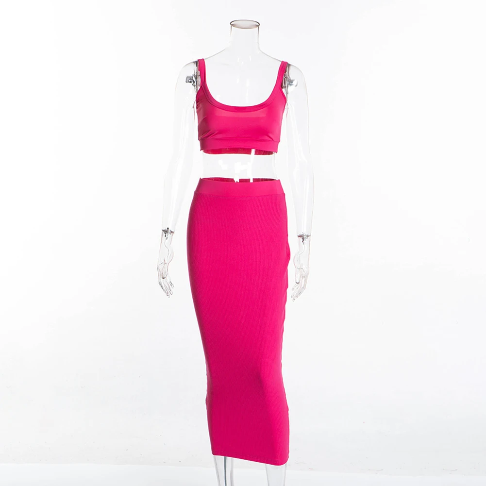 2019 Женский Повседневный комплект из двух предметов ребристая горловина топ +