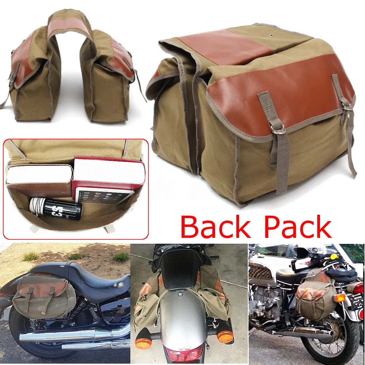 Мотоциклетная парусиновая боковая седельная сумка Equine Back Pack для Ha-ley Sportster, мотоциклетный рюкзак, седельная сумка с 2 карманами для Hon/da