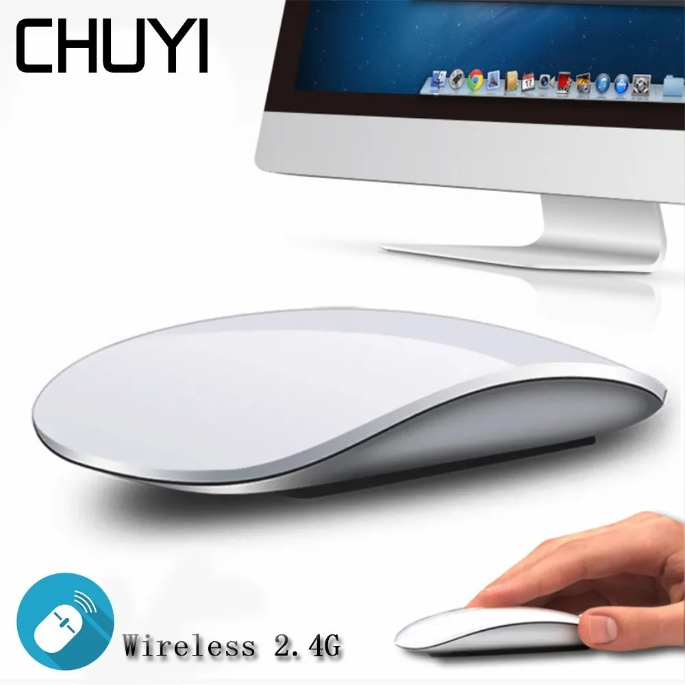 

CHUYI Wireless Mouse Touch Scroll Slim USB Optical Computer Mice Ultra Thin For Macbook