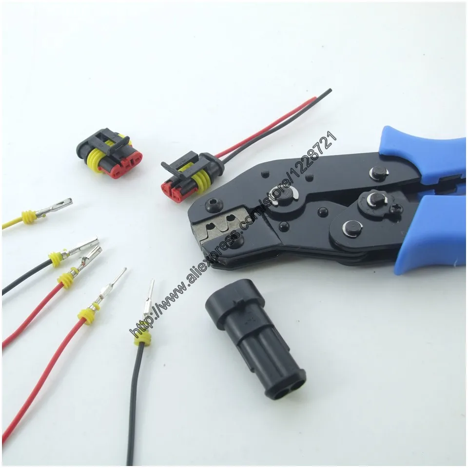 Инструмент для зажима AMP Automotive Terminals Superseal Crimp Tool Pliers/5 комплектов водонепроницаемых проводных соединителей 1 2 3 4 5 6 контактов для ксенона в автомобиле.