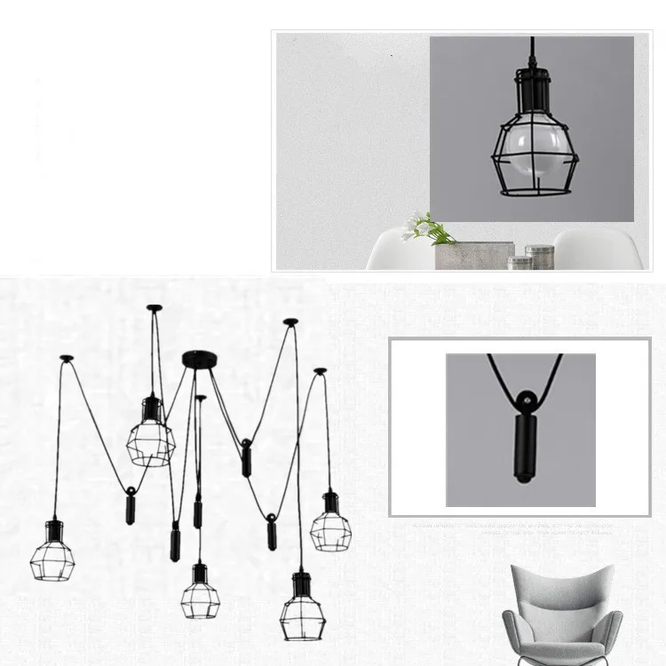 Modern Simple American Sky and Women Scattered Lamp Iron Art Bar Nordic Loft Ancient Industrial Lift Pulley Meal Chandelier | Лампы и
